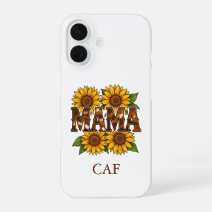 Mama Mom Sunflowers Monogram Initials Gift Mom iPhone 16 Case