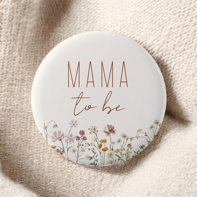 Mama Mom to Be Wildflower Baby Shower Button (Creator Uploaded)