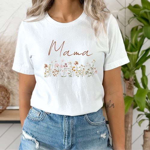 Mama Mom to Be Wildflower Baby Shower T_Shirt