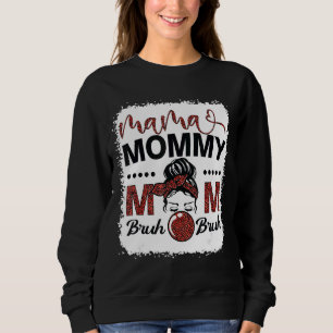 Mama Mommy Mom Bruh  Mom Life Leopard Messy Bun 3 Sweatshirt
