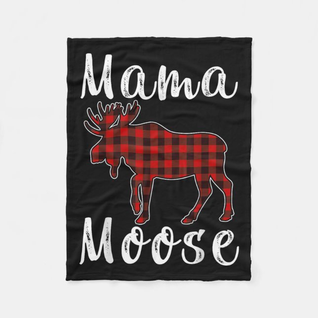 Mama Moose Family Christmas Pajama Red&amp; Black  Fleece Blanket (Front)