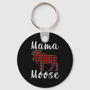 Mama Moose Family Christmas Pajama Red& Black Keychain