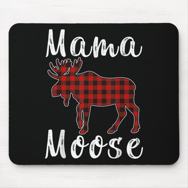 Mama Moose Family Christmas Pajama Red&amp; Black  Mouse Pad (Front)