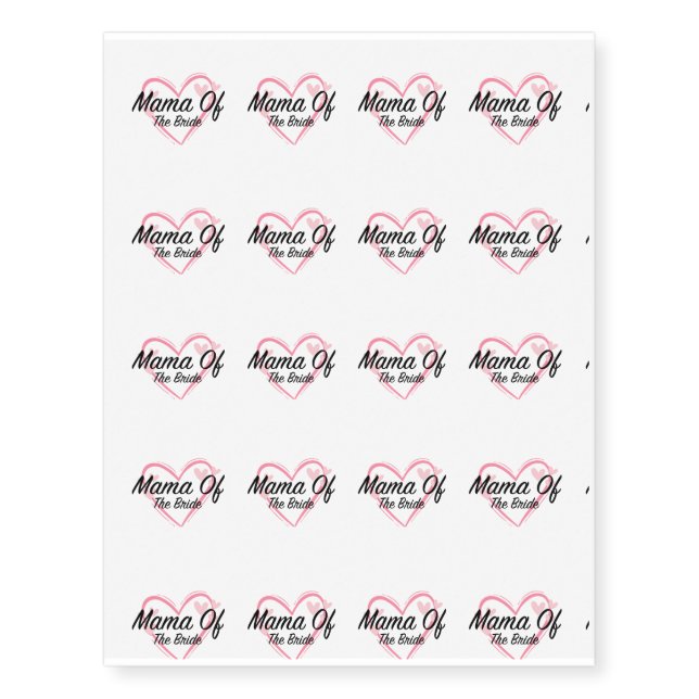 Mama Mother Of The Bride Temporary Tattoos (Front)
