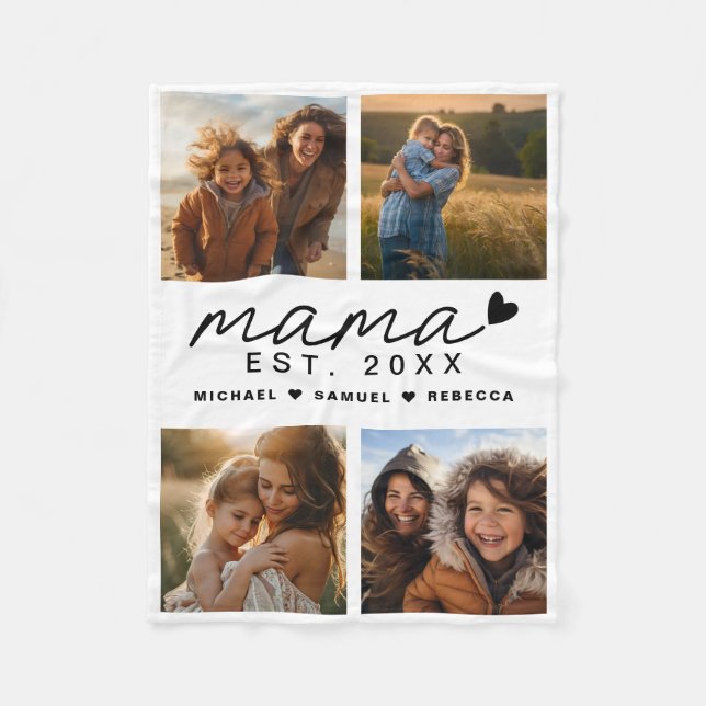 Mama mothers day 4 pictures fleece blanket (Front)