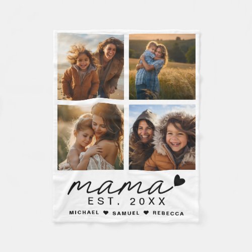 Mama mothers day 4 pictures fleece blanket