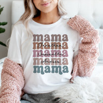 Mama Mother's Day Custom Kids Names Retro  T-Shirt