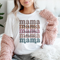 Mama Mother's Day Custom Kids Names Retro  T-Shirt