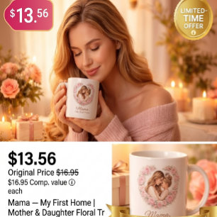 Mama — My First Home Mother & Daughter Floral Tr Coffee Mug