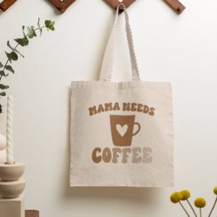 Mama Needs Coffee Brown Retro Mother's Day Tote Bag