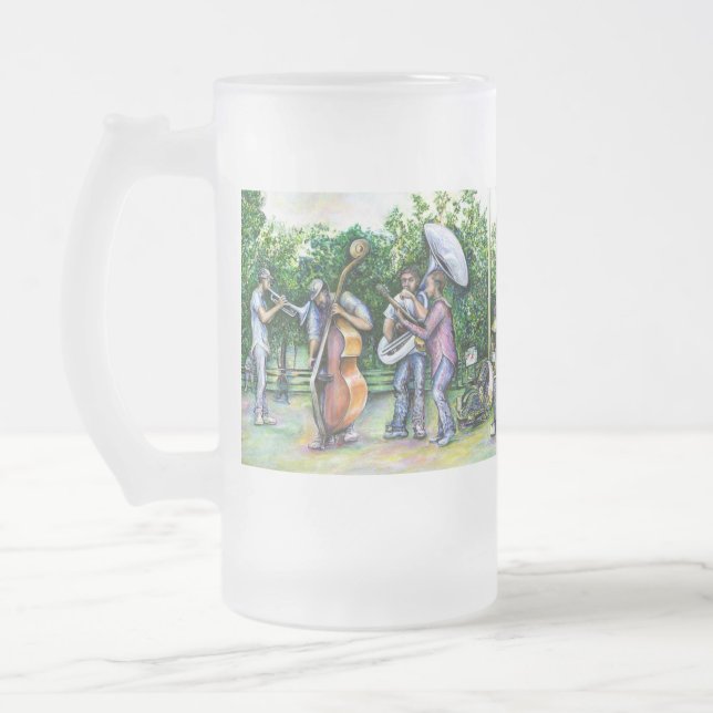 Mama Never Warned Me about Tuba Players Frosted Glass Beer Mug (Left)