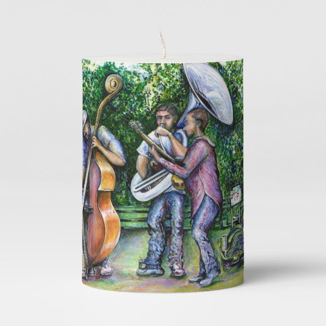 Mama Never Warned Me about Tuba Players Pillar Candle (Front)
