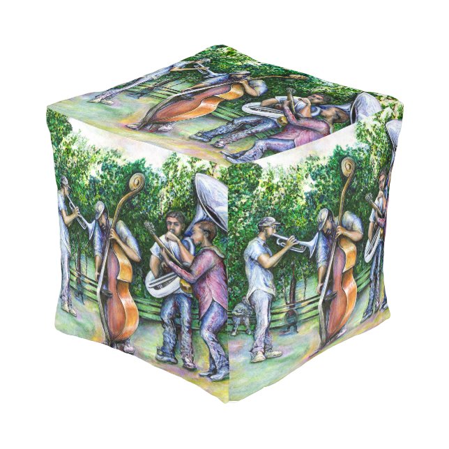 Mama Never Warned Me about Tuba Players Pouf (Angled Front)