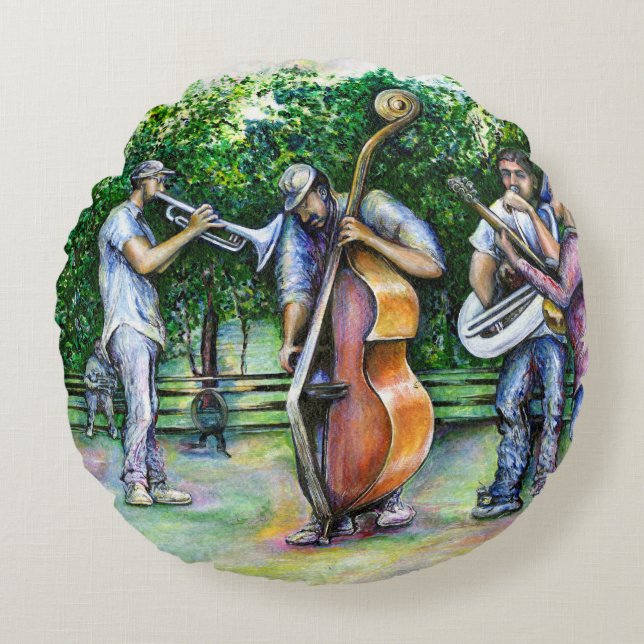 Mama Never Warned Me about Tuba Players Round Pillow (Front)