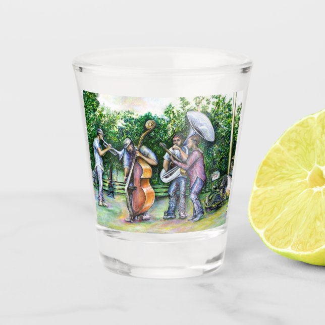 Mama Never Warned Me about Tuba Players Shot Glass (Front)