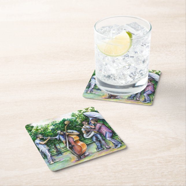Mama Never Warned Me about Tuba Players Square Paper Coaster (Insitu)