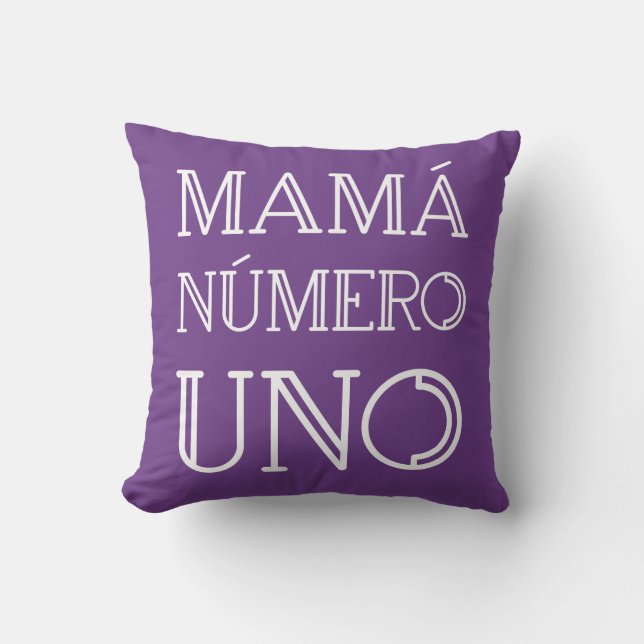 Mamá Número Uno Modern Geometric Typography Violet Throw Pillow (Front)