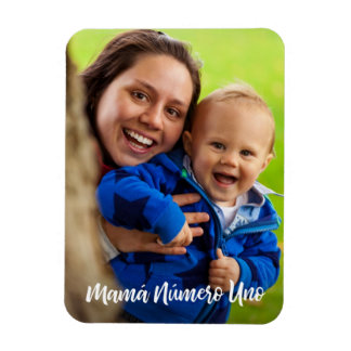 Mamá Número Uno White Script Custom Photo Magnet