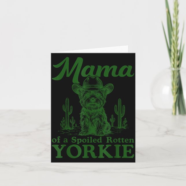 Mama Of A Siled Rotten Yorkie Western Cowboy Dog L Card (Front)