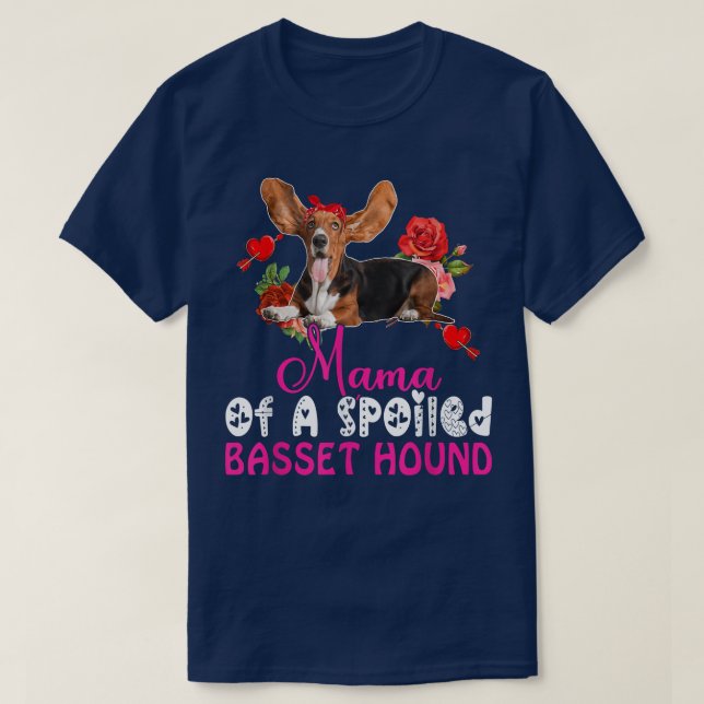 Mama Of A Spoiled Basset Hound Cute Dog Bow Tie Fl T-Shirt (Design Front)