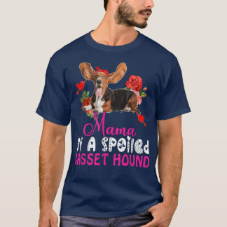 Mama Of A Spoiled Basset Hound Cute Dog Bow Tie Fl T-Shirt