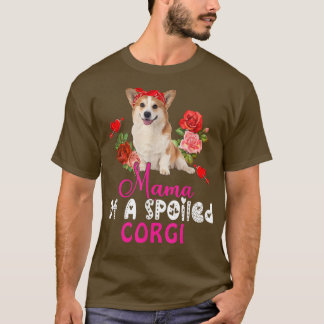 Mama Of A Spoiled Corgi Cute Corgi Dog Bow Tie Flo T-Shirt