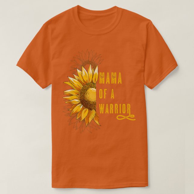 Mama of a Warrior Childhood Cancer, Ribbon Oncolog T-Shirt (Design Front)