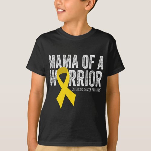 Mama of a Warrior Childhood Cancer  Ribbon Oncolog T_Shirt