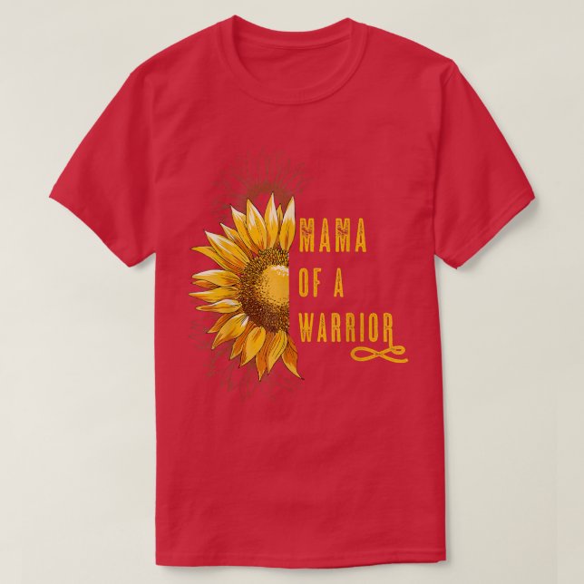 Mama of a Warrior Childhood Cancer, Ribbon Oncolog T-Shirt (Design Front)
