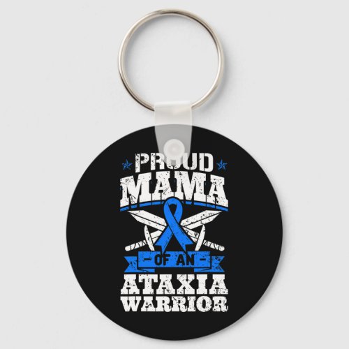 Mama Of An Ataxia Warrior Awareness Ribbon Dystaxi Keychain