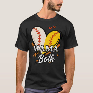 Mama Of Both Baseball Softball Mom Game Day Cute T-Shirt