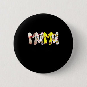 Mama of both baseball softball mom women mother's button