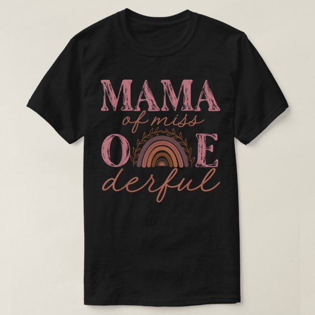 Mama of Little Miss Onederful Shirt 1st Bday Boho  (Design Front)