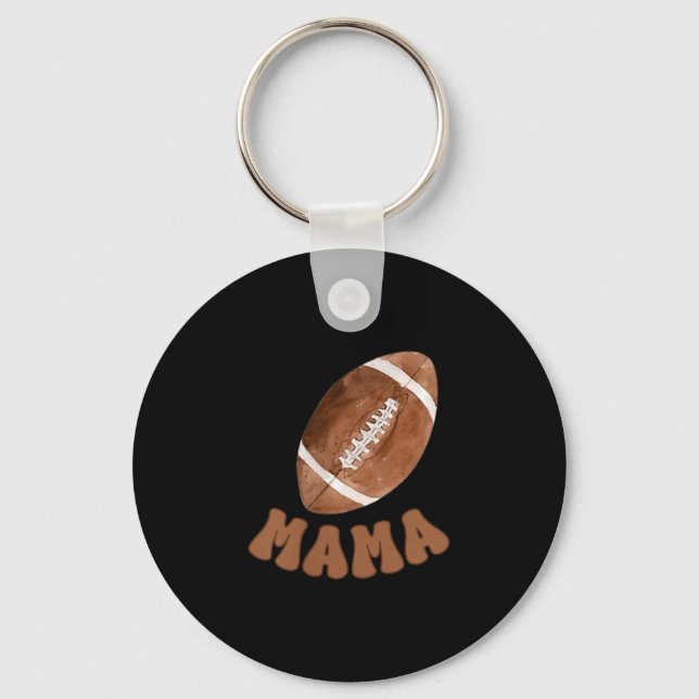 Mama Of The 1 Year Old Football First Birthday Boy Keychain (Front)