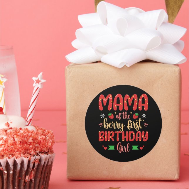 Mama Of The Berry First Birthday Girl Funny Mother Classic Round Sticker (Party)