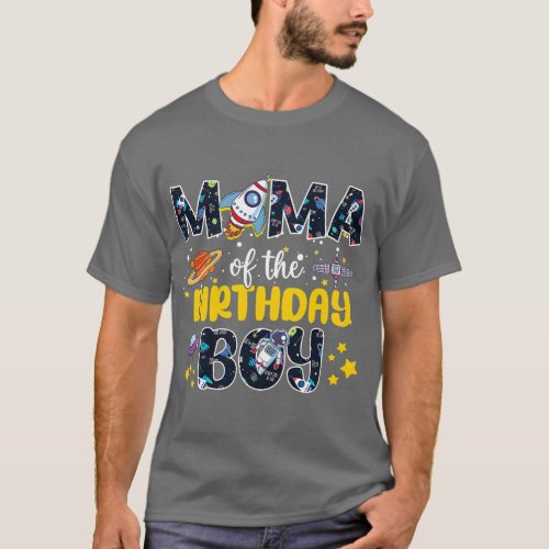 Mama Of The Birthday Boy 2nd Outer Space Outfit Fa T_Shirt