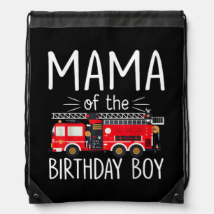 Mama of the Birthday Boy Fire Truck Firefighter Fa Drawstring Bag