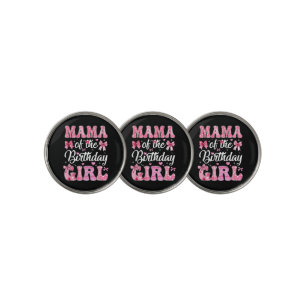 Mama Of The Birthday Girl Family Pink Coquette Bow Golf Ball Marker