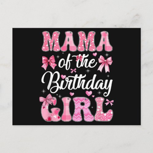 Mama Of The Birthday Girl Family Pink Coquette Bow