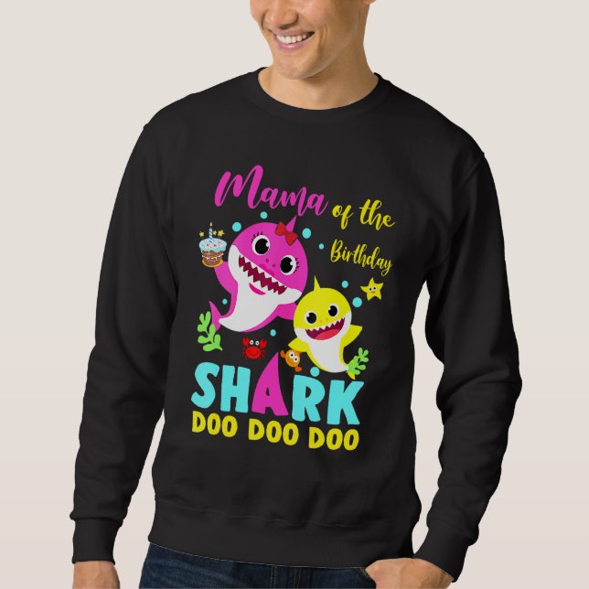 Mama Of The Birthday Shark Mom Matching Family Sweatshirt (Front)