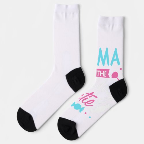 Mama Of The Birthday Sweetie Candy Bday Party Moth Socks