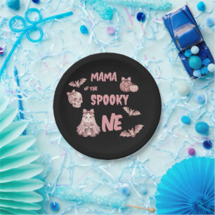 Mama of the Spooky One Cute Pinkoween Party Paper Plates