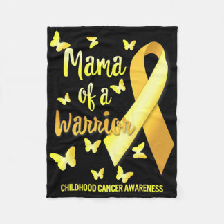 Mama Of Warrior Childhood Cancer Awareness Gold Ri Fleece Blanket