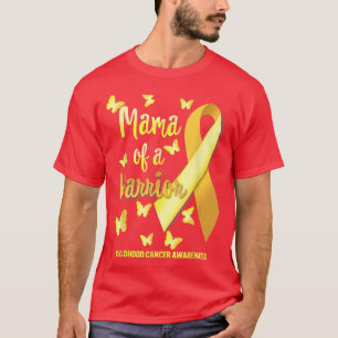 Mama of Warrior Childhood Cancer Awareness Gold Ri T-Shirt