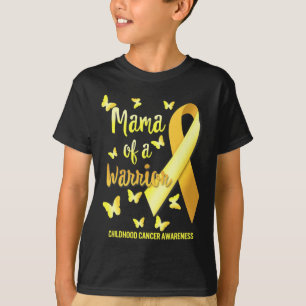 Mama Of Warrior Childhood Cancer Awareness Gold Ri T-Shirt