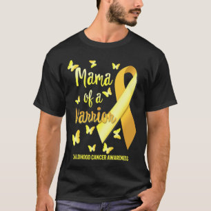 Mama Of Warrior Childhood Cancer Awareness Gold Ri T-Shirt