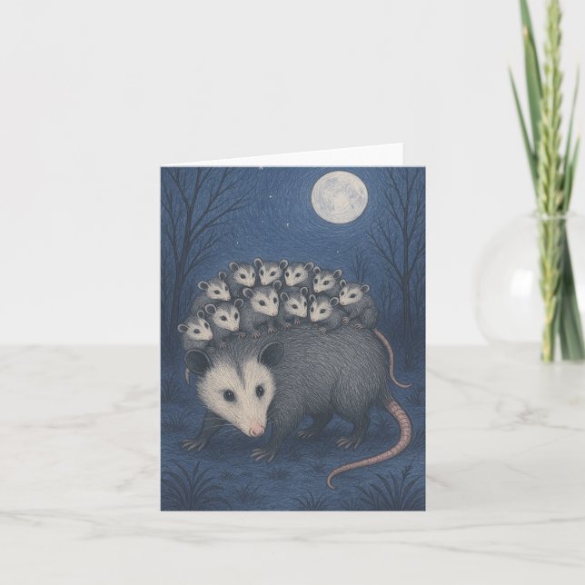 Mama Opossum                                      Letterpress Thank You Card (Front)