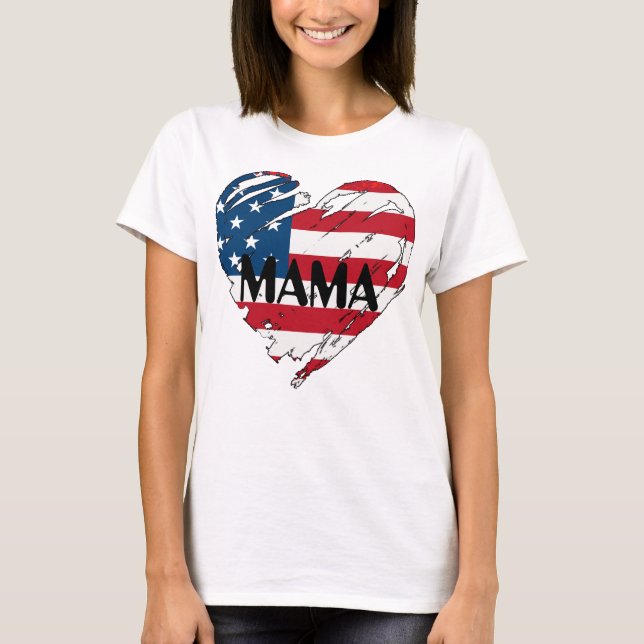 Mama Oversized Proud USA Military Mom Mommy Momma T-Shirt (Front)