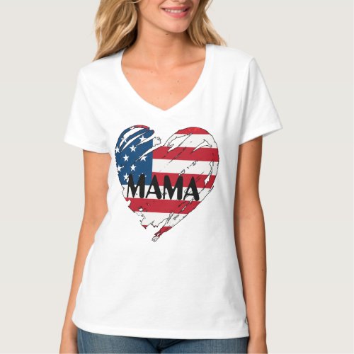 Mama Oversized Proud USA Military Mom Mommy Momma T_Shirt
