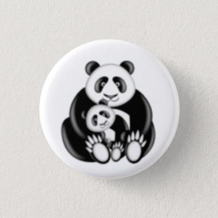Mama Panda Bear And Baby Button